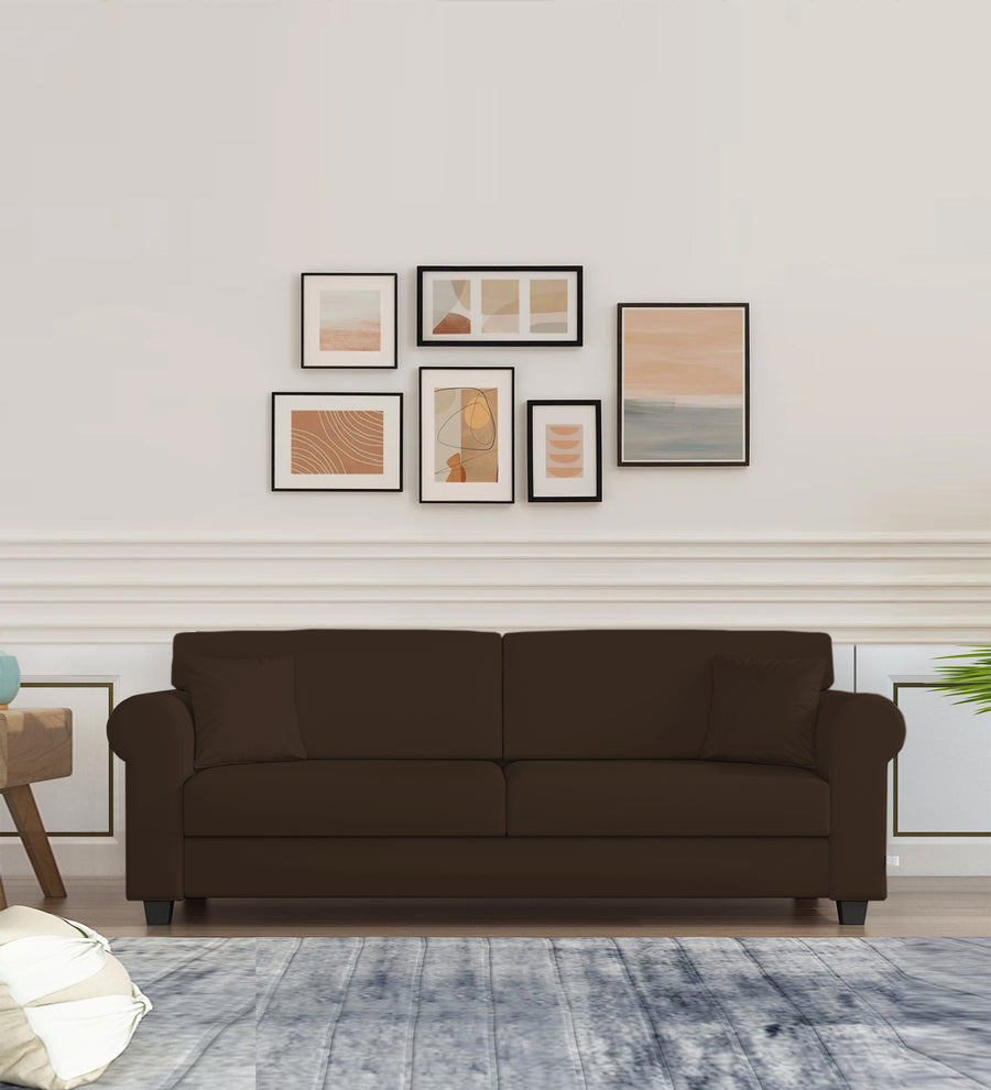 Numonk 3 Seater Velvet Sofa - Chocolate Brown by Febonic Living