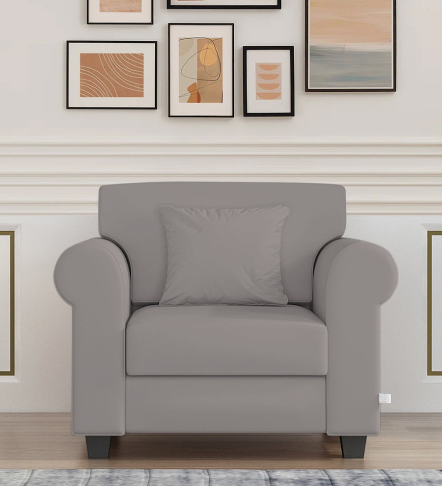 Numonk  1 Seater Velvet Sofa - Pearl Grey by Febonic Living