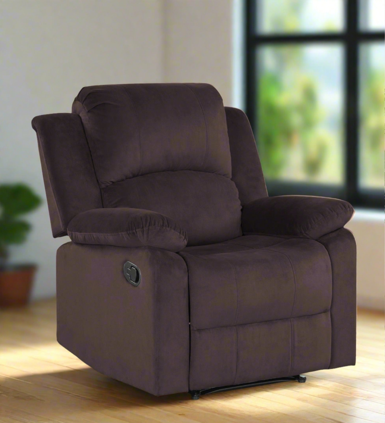 Henry Velvet Manual 1 Seater Recliner In Mocha Brown Colour