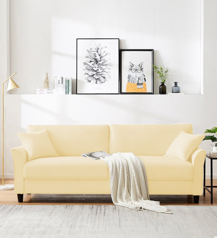Daroo 3 Seater Velvet Sofa - Sandy Beige by Febonic Living