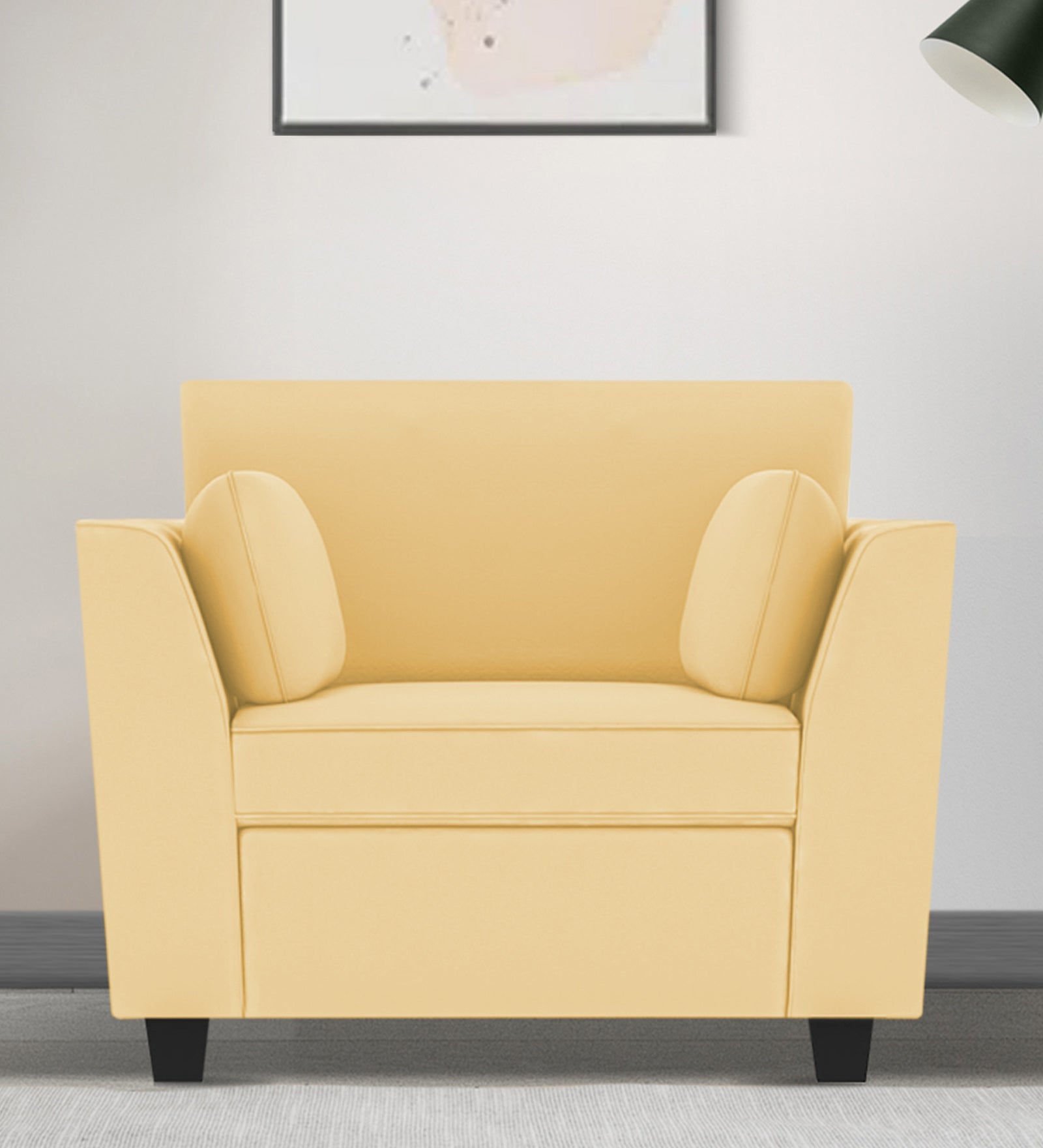 Bristo Velvet 1 Seater Sofa in Sandy Beige Colour