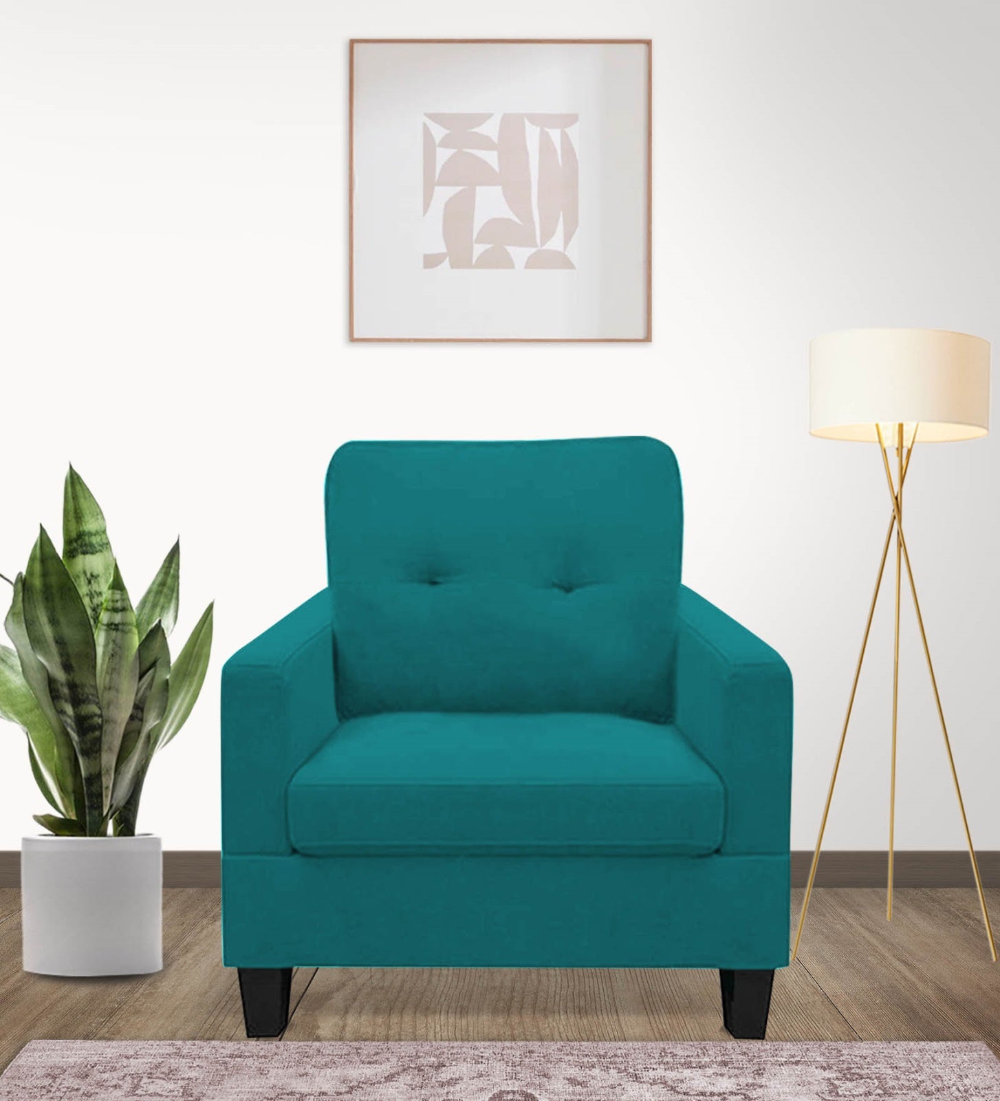 Thomas Fabric 1 Seater Sofa in Sea Green Colour