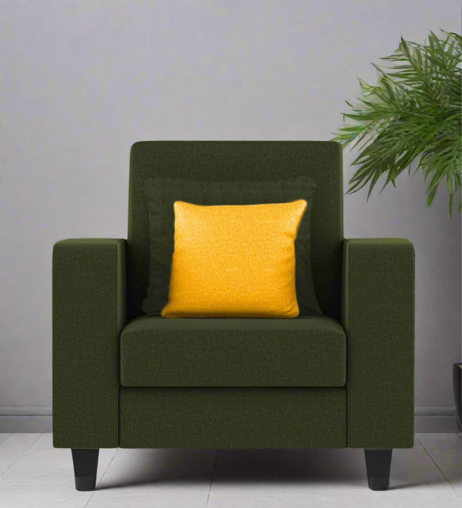 Nabi Fabric 1 Seater Sofa In Olive Green Colour