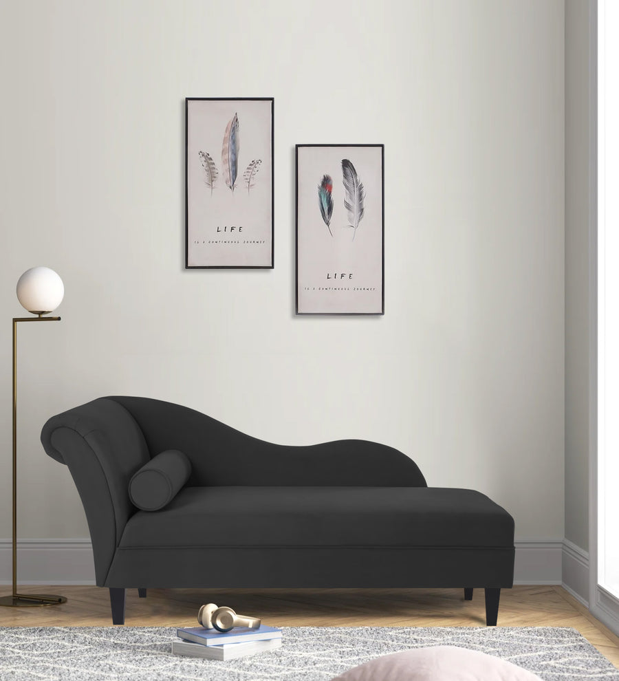 Rana  RHS Velvet Chaise Lounger - Hory Grey by Febonic Living
