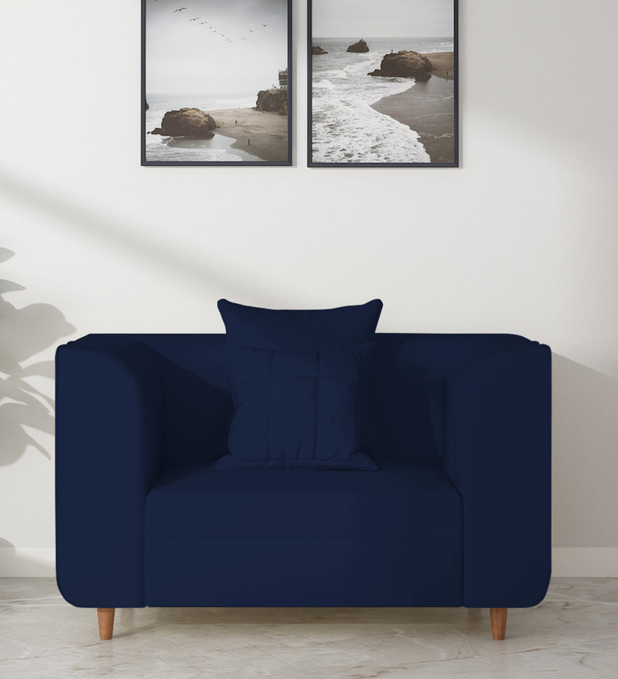 Sumo  1 Seater Velvet Sofa - Indigo Blue by Febonic Living