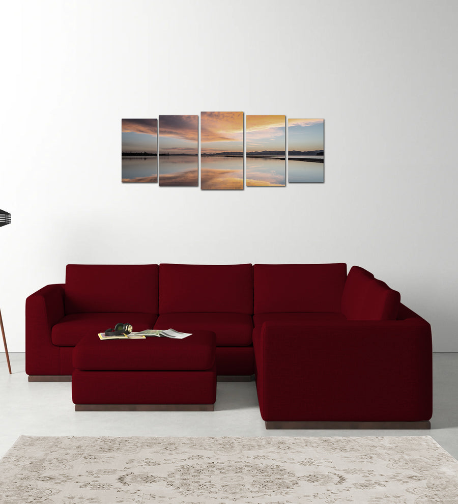 Freedom  6 Seater RHS Corner Sofa Velvet Ottoman - Cherry Red by Febonic Living