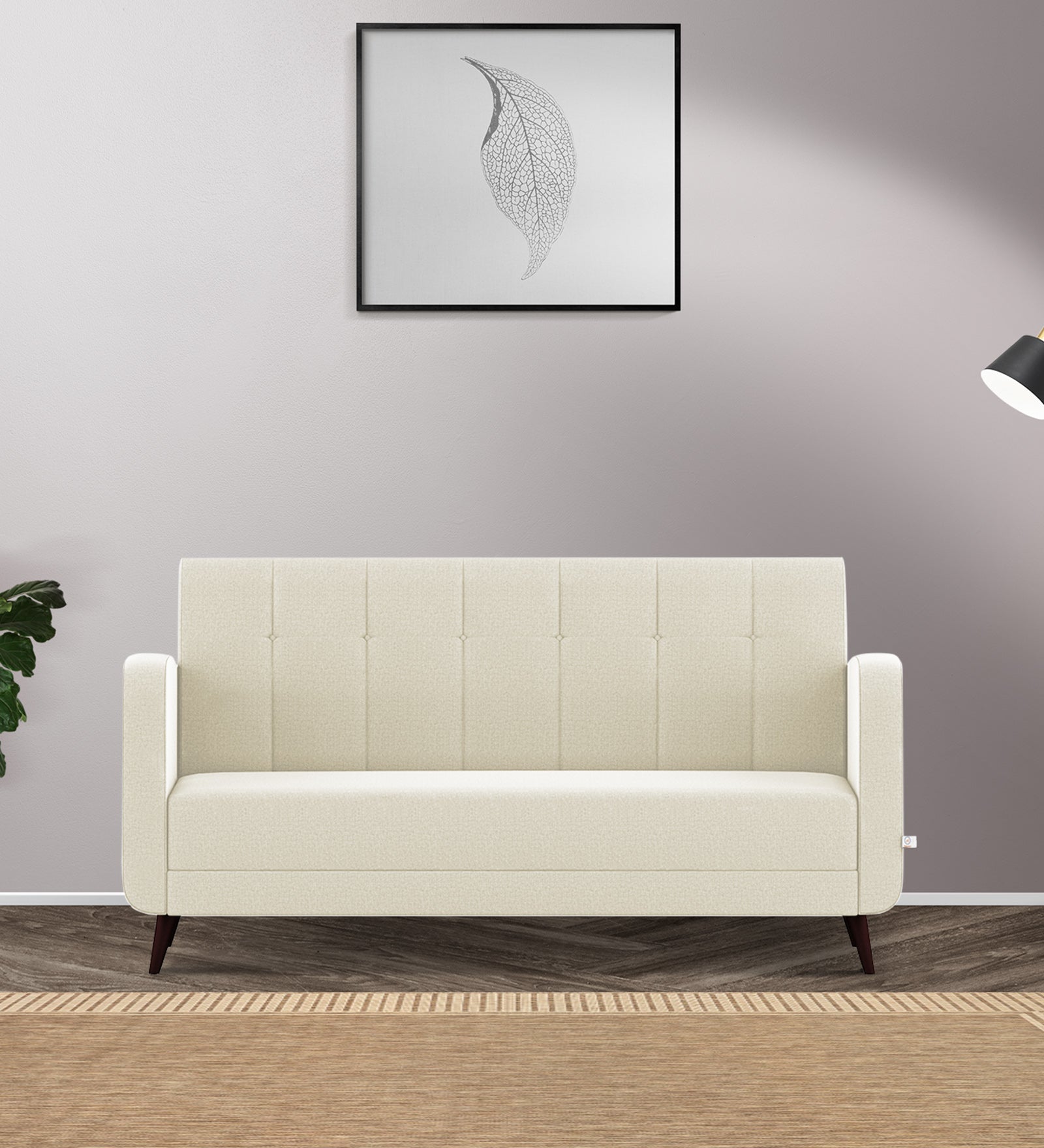 Wiki Velvet 3 Seater Sofa in Warm White Colour