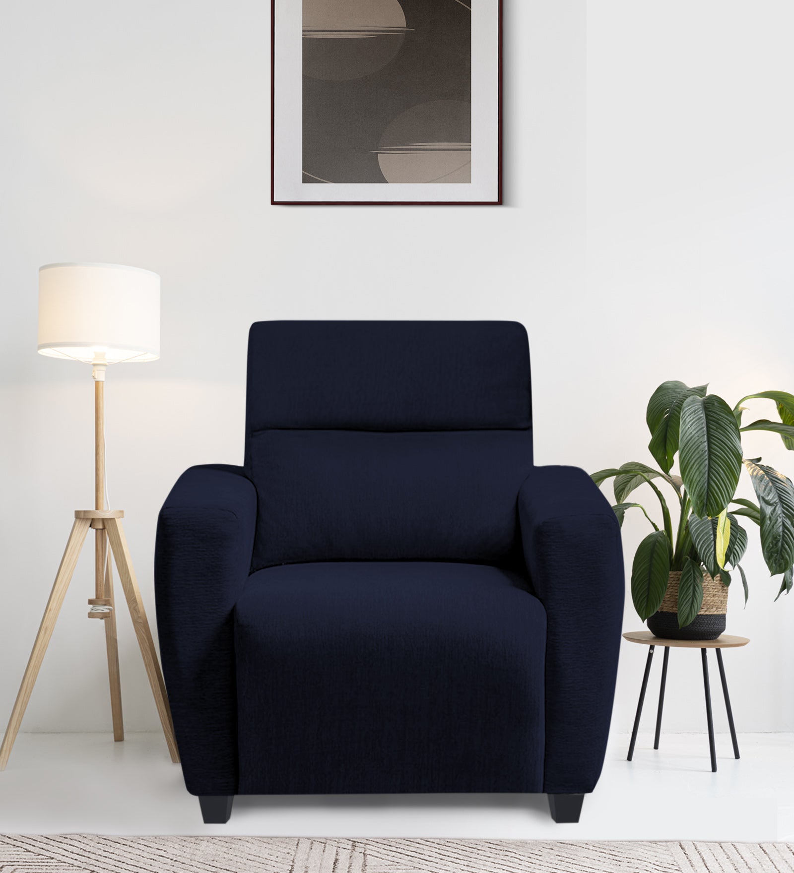Bakadi Fabric 1 Seater Sofa in Royal blue Colour