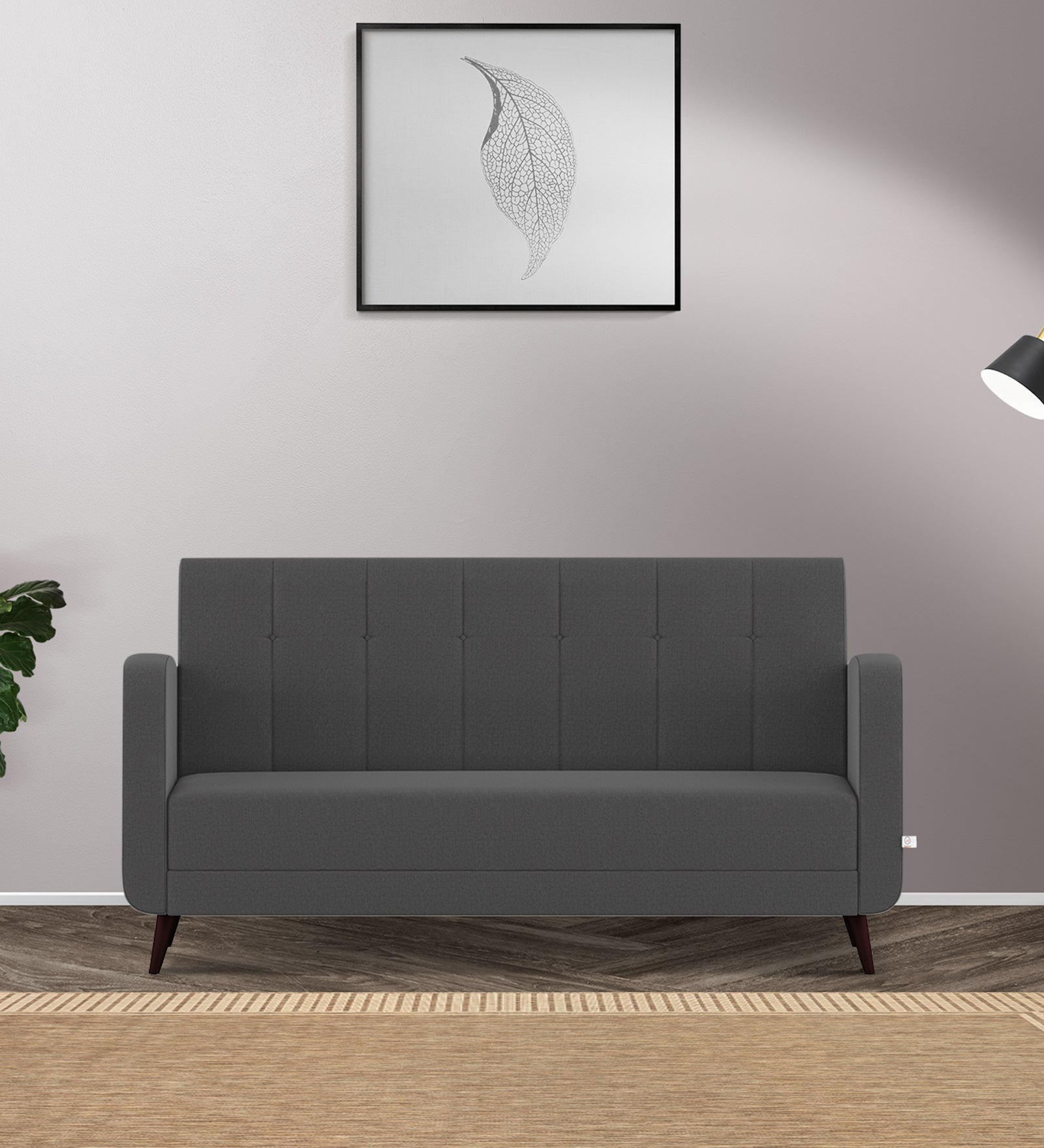 Wiki Velvet 3 Seater Sofa in Davy grey Colour