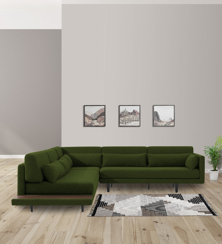 Malta  6 Seater RHS Corner Fabric Sofa - Olive Green by Febonic Living