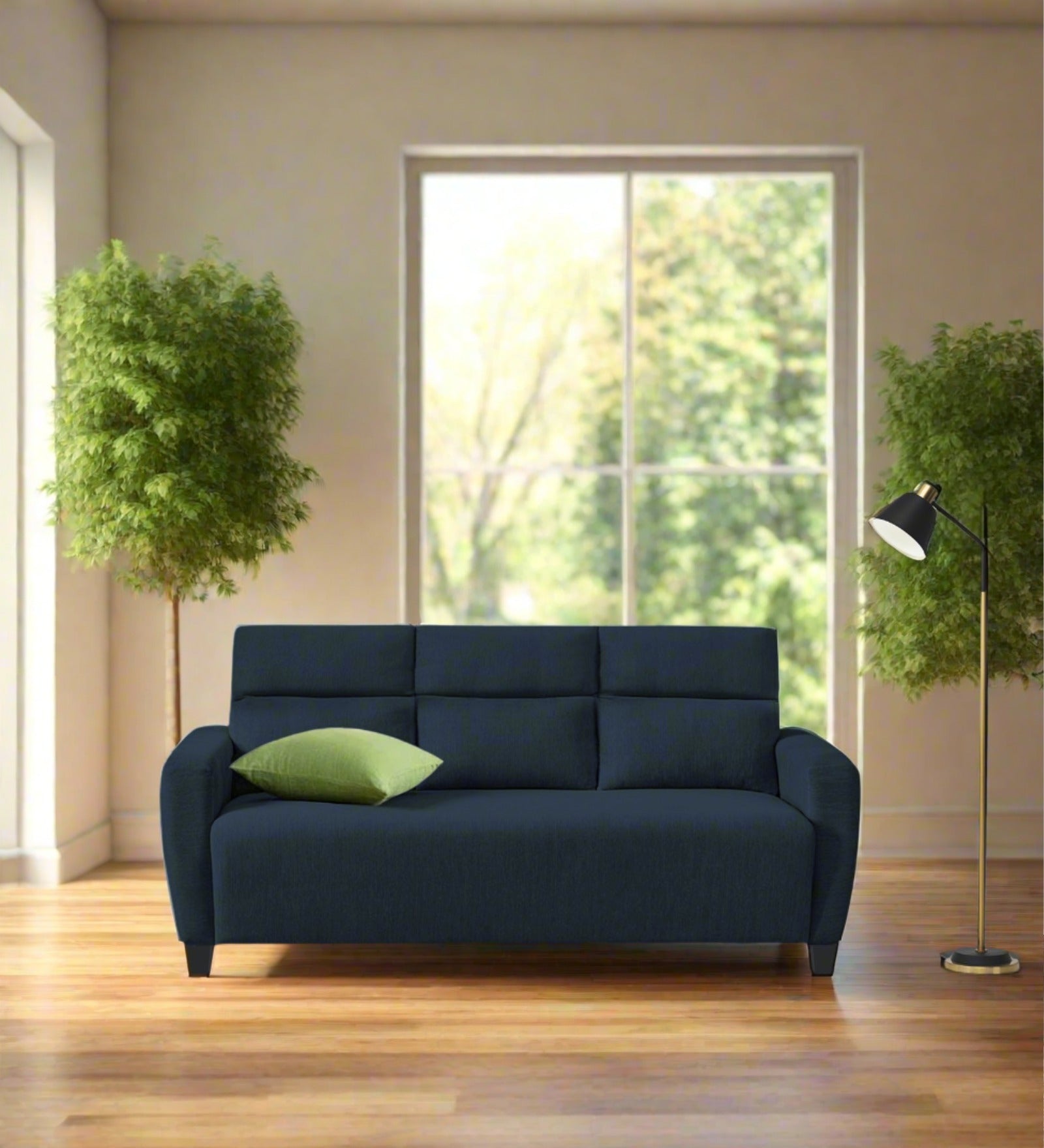 Bakadi Fabric 3 Seater Sofa in Denim Blue Colour