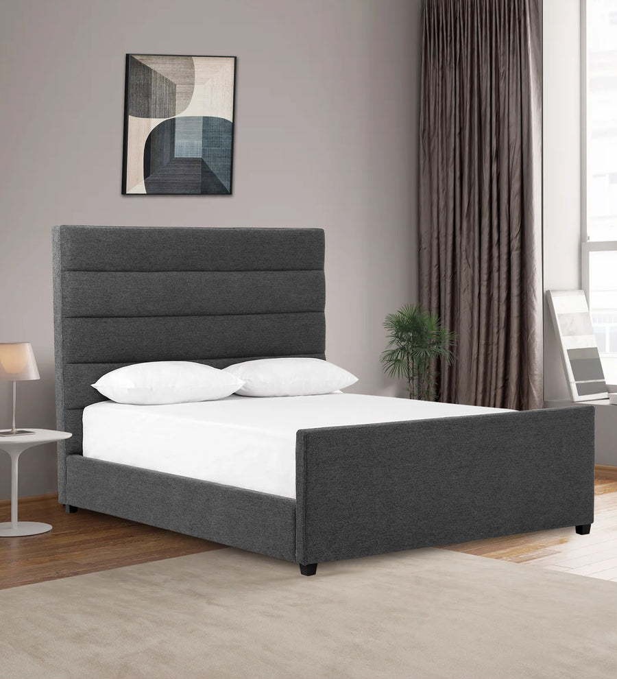 Pollen  Upholstered Fabric Queen Size Bed - Charcoal Grey by Febonic Living