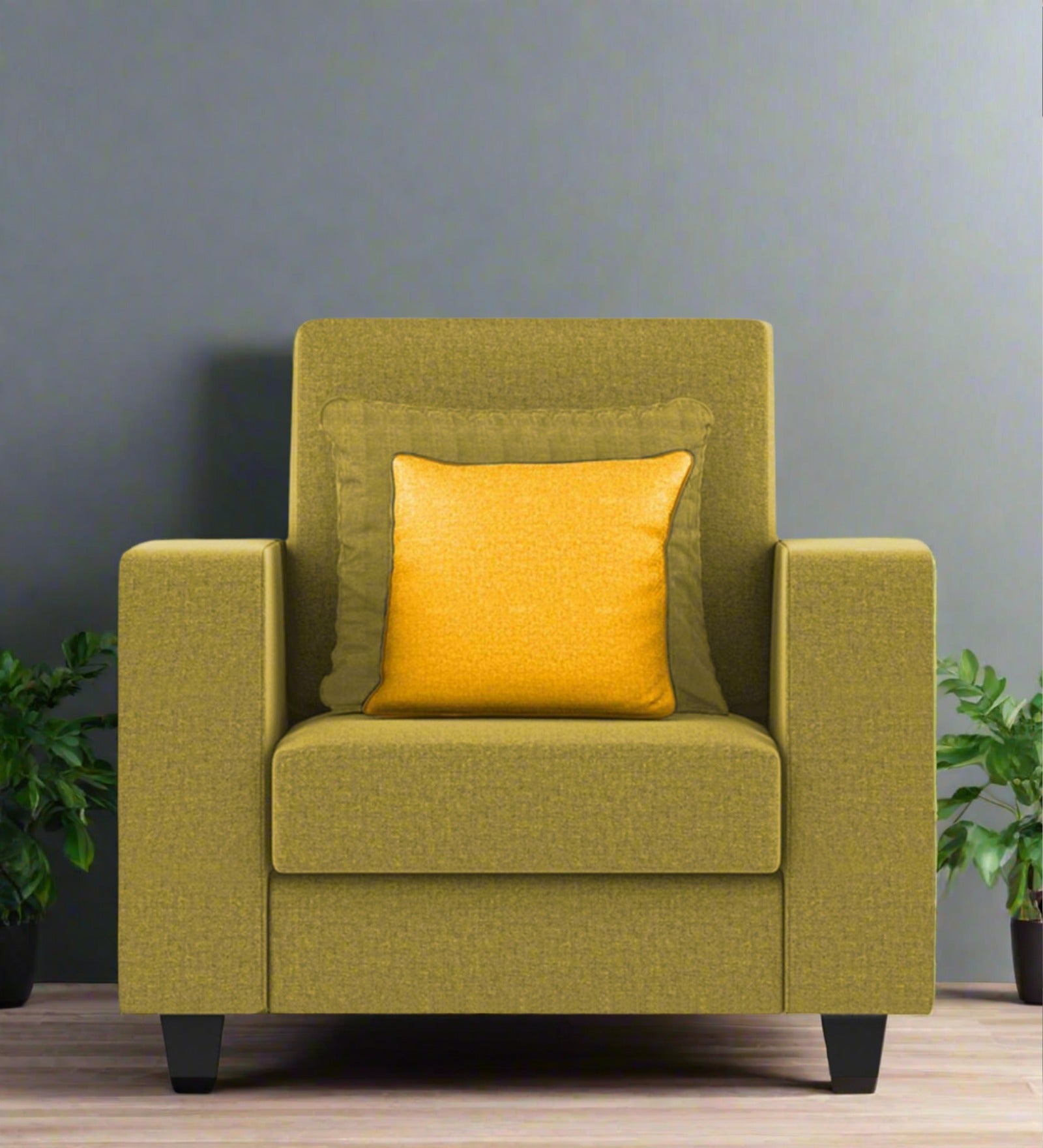 Nabi Fabric 1 Seater Sofa In Parrot Green Colour