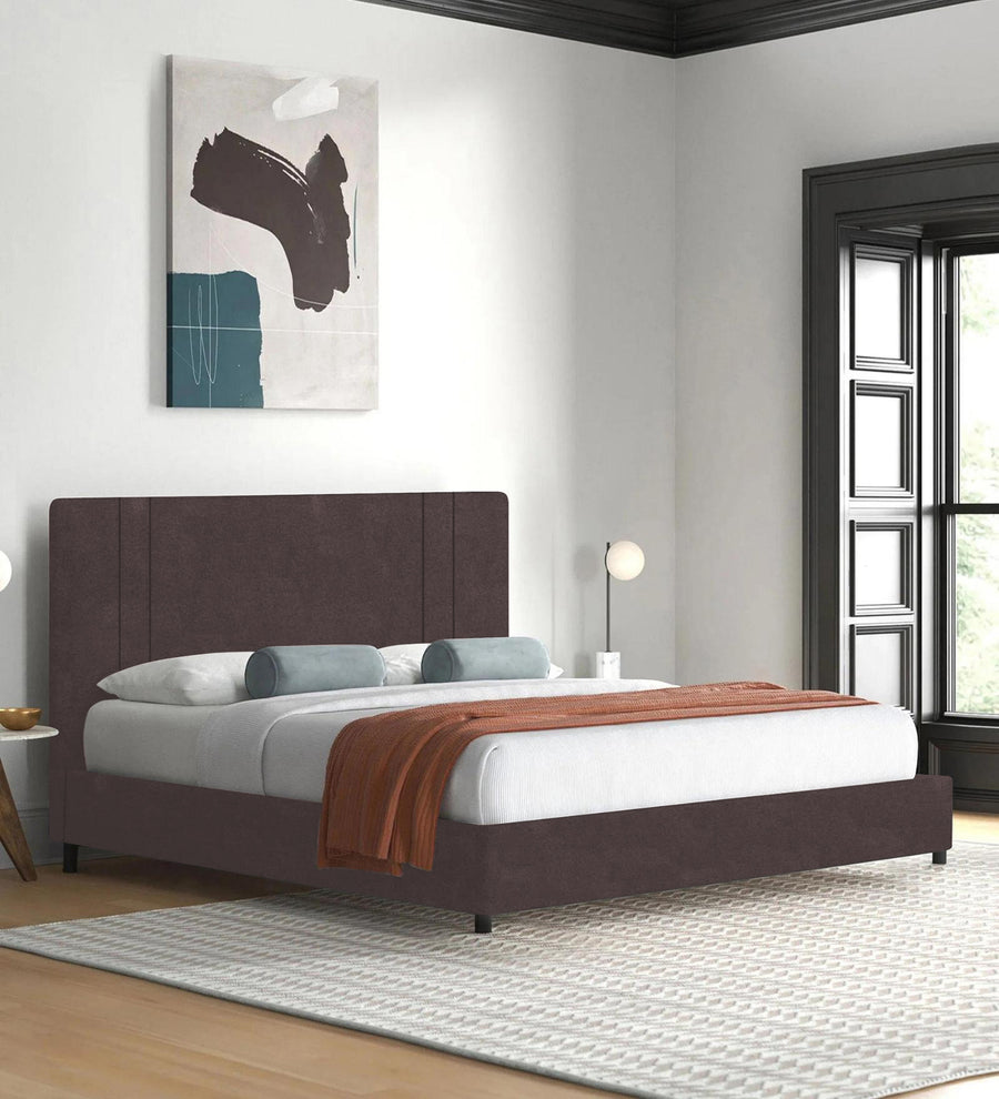 Asyra  Upholstered Velvet King Size Bed - Mocha Brown (Box Storage) by Febonic Living