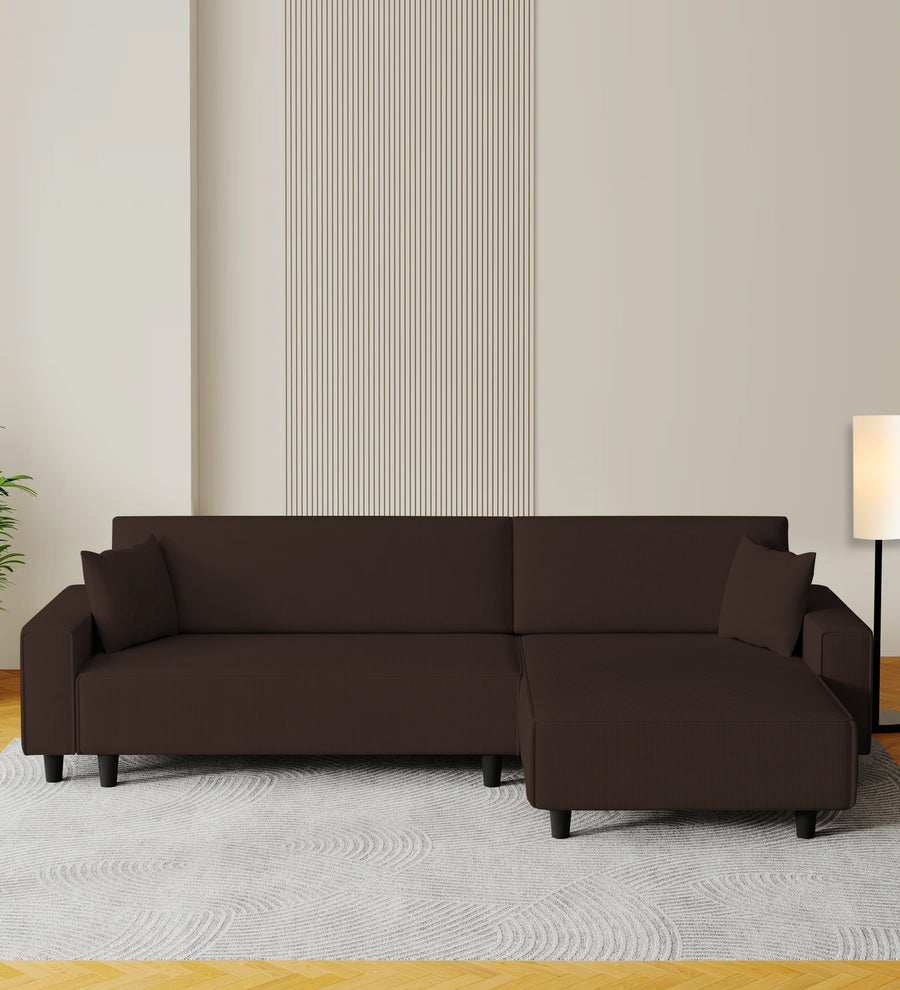 Peach  LHS 6 Seater  Cum Bed With Storage Fabric Sofa - Coffee Brown by Febonic Living