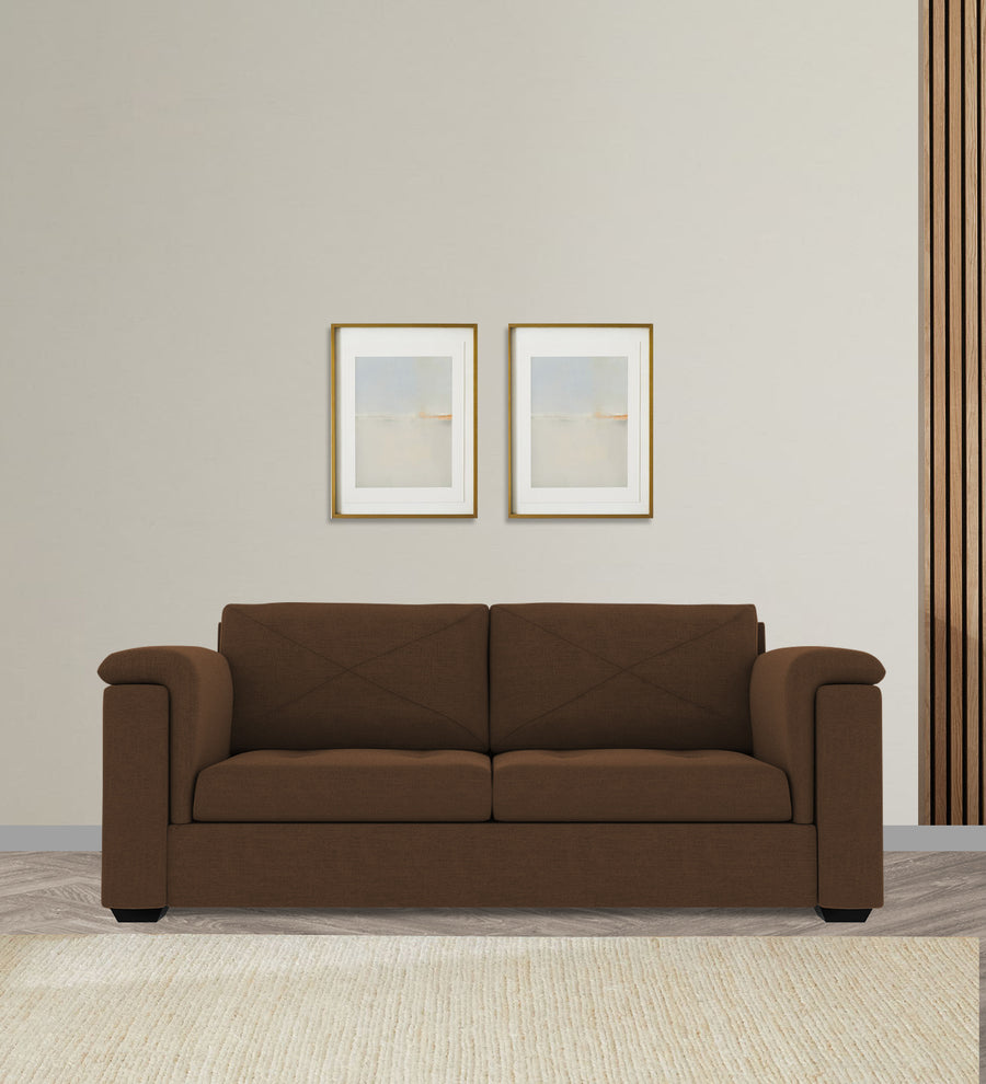 Andres 3 Seater Fabric Sofa - Chestnut Brown by Febonic Living