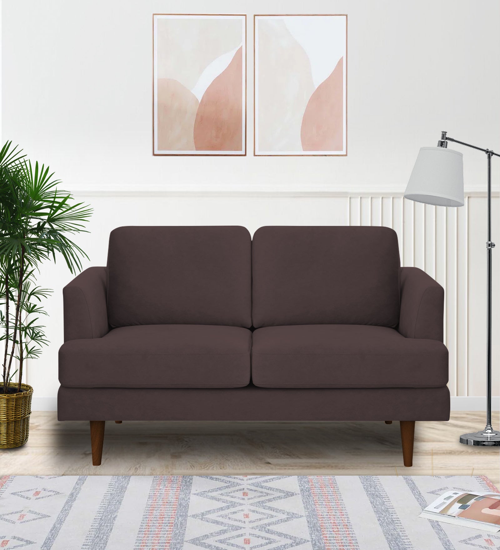 Motra Velvet 2 Seater Sofa in Mocha Brown Colour