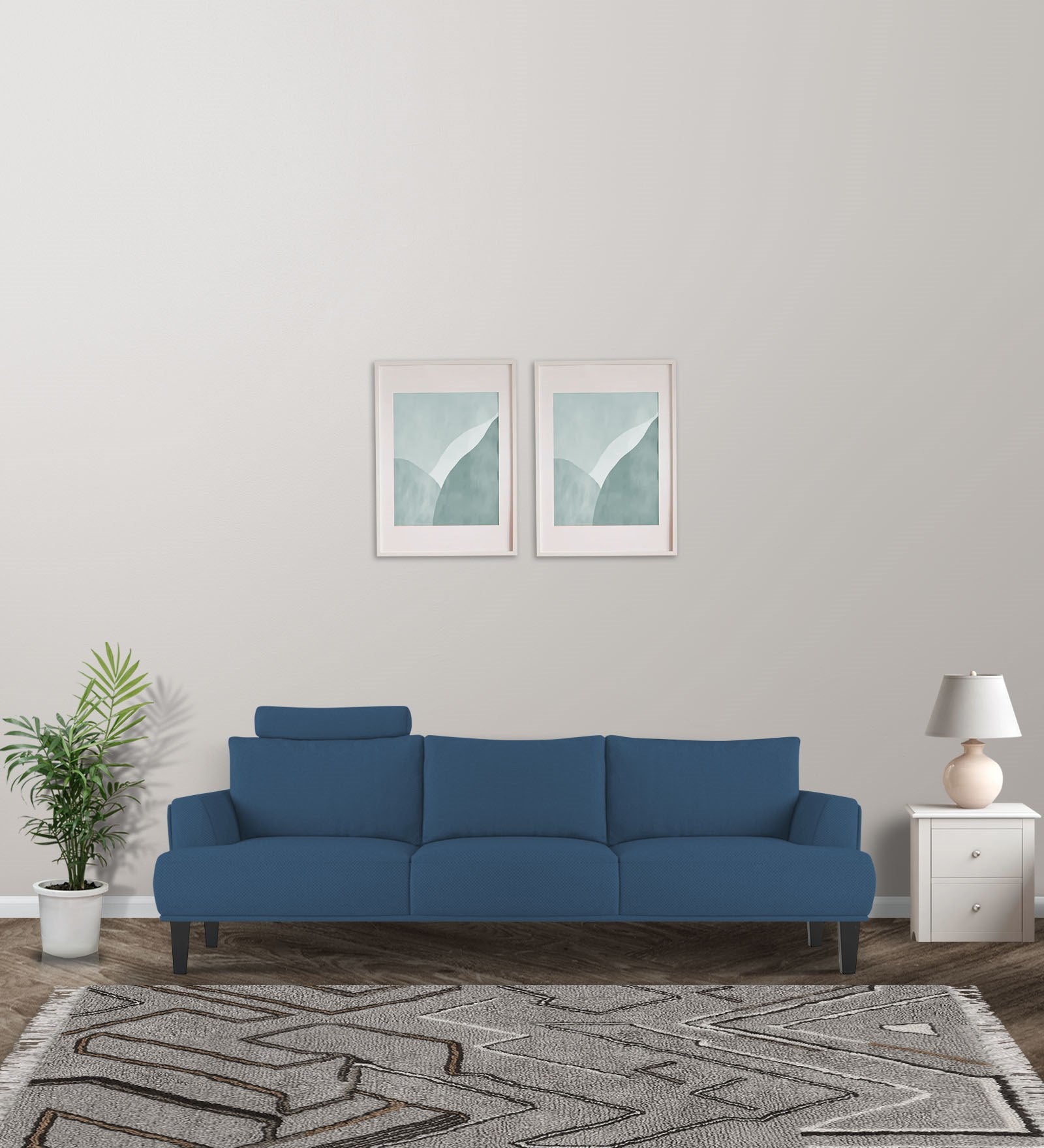 Como Fabric 3 Seater Sofa in Light Blue Colour