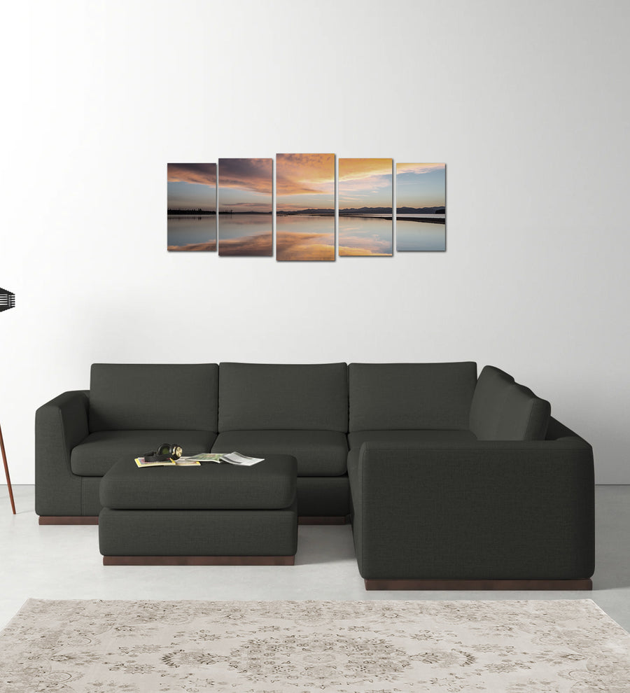 Freedom  6 Seater RHS Corner Sofa Velvet Ottoman - Hory Grey by Febonic Living