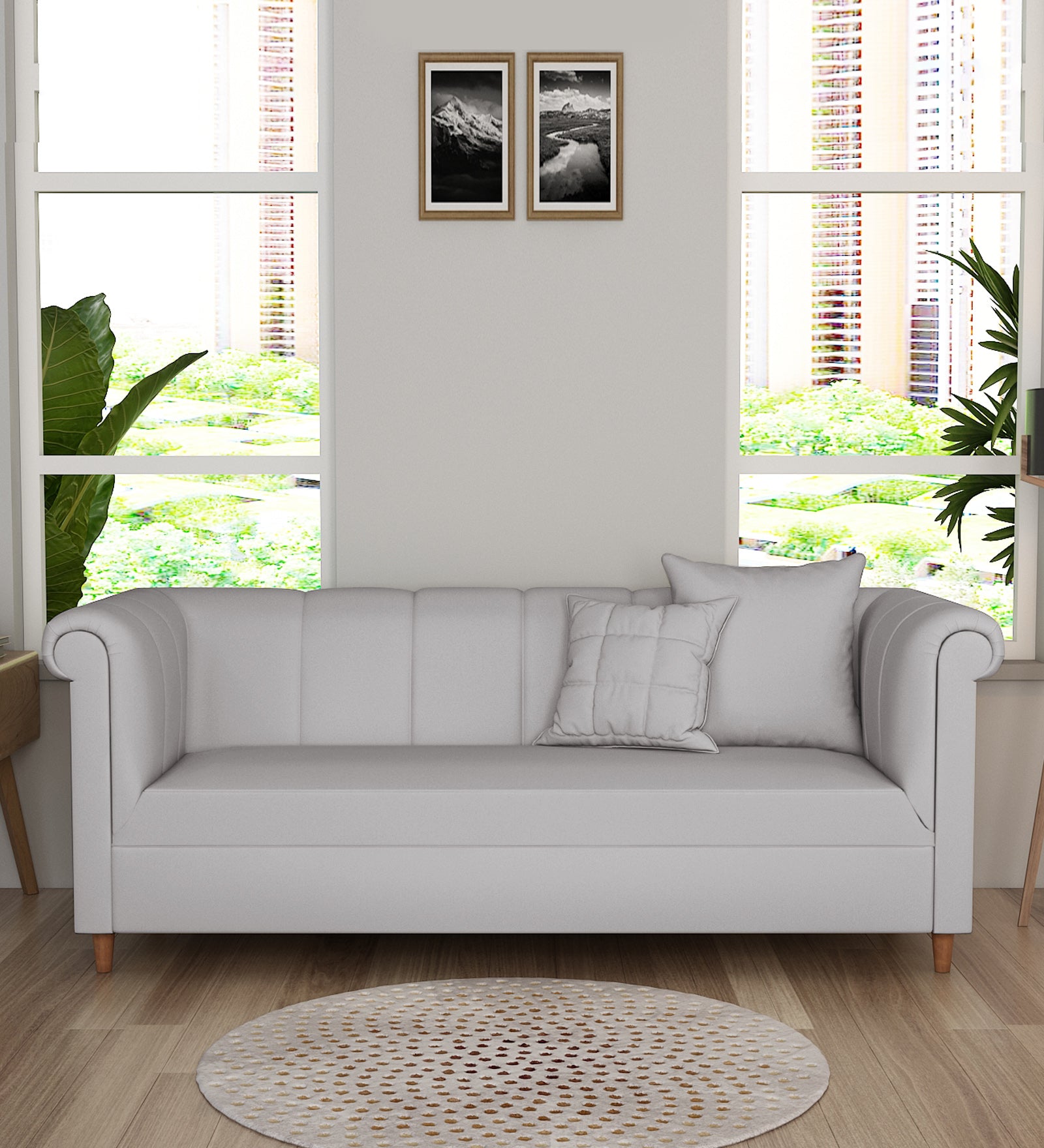 Rubi Velvet 3 Seater Sofa in light grey Colour