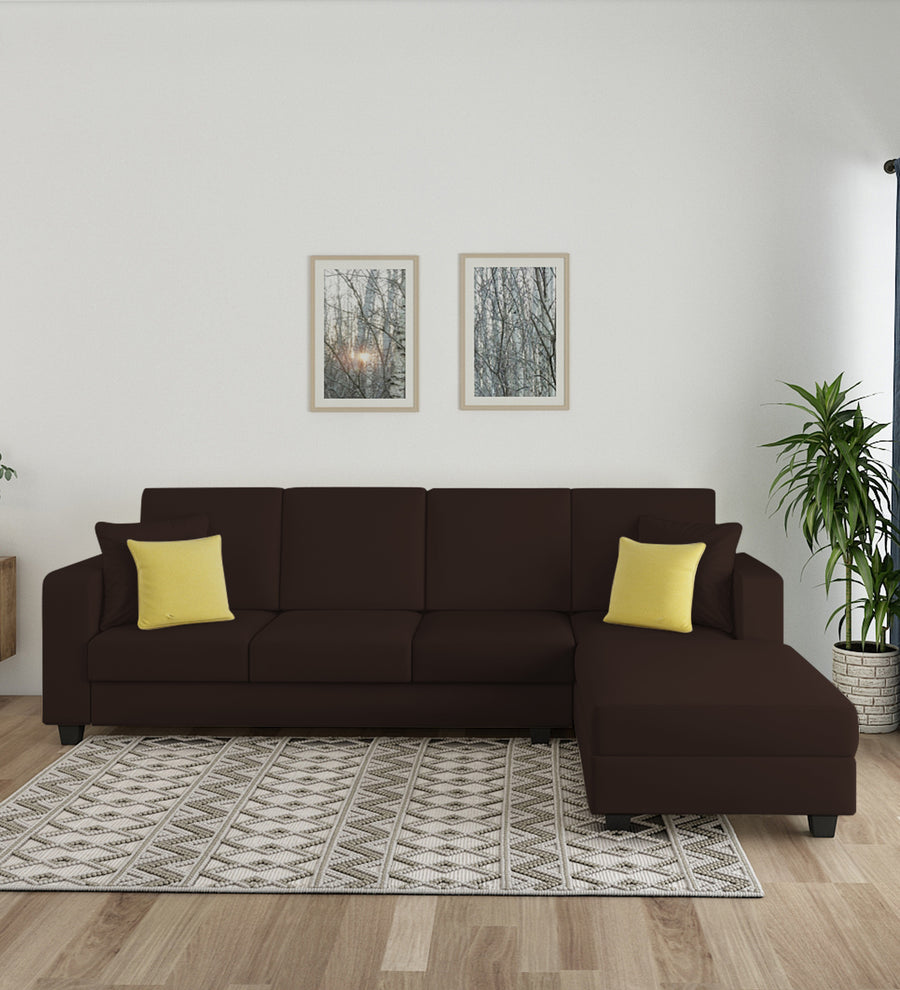 Nabi  LHS  (3+Lounger) Fabric Sectional Sofa - Coffee Brown by Febonic Living