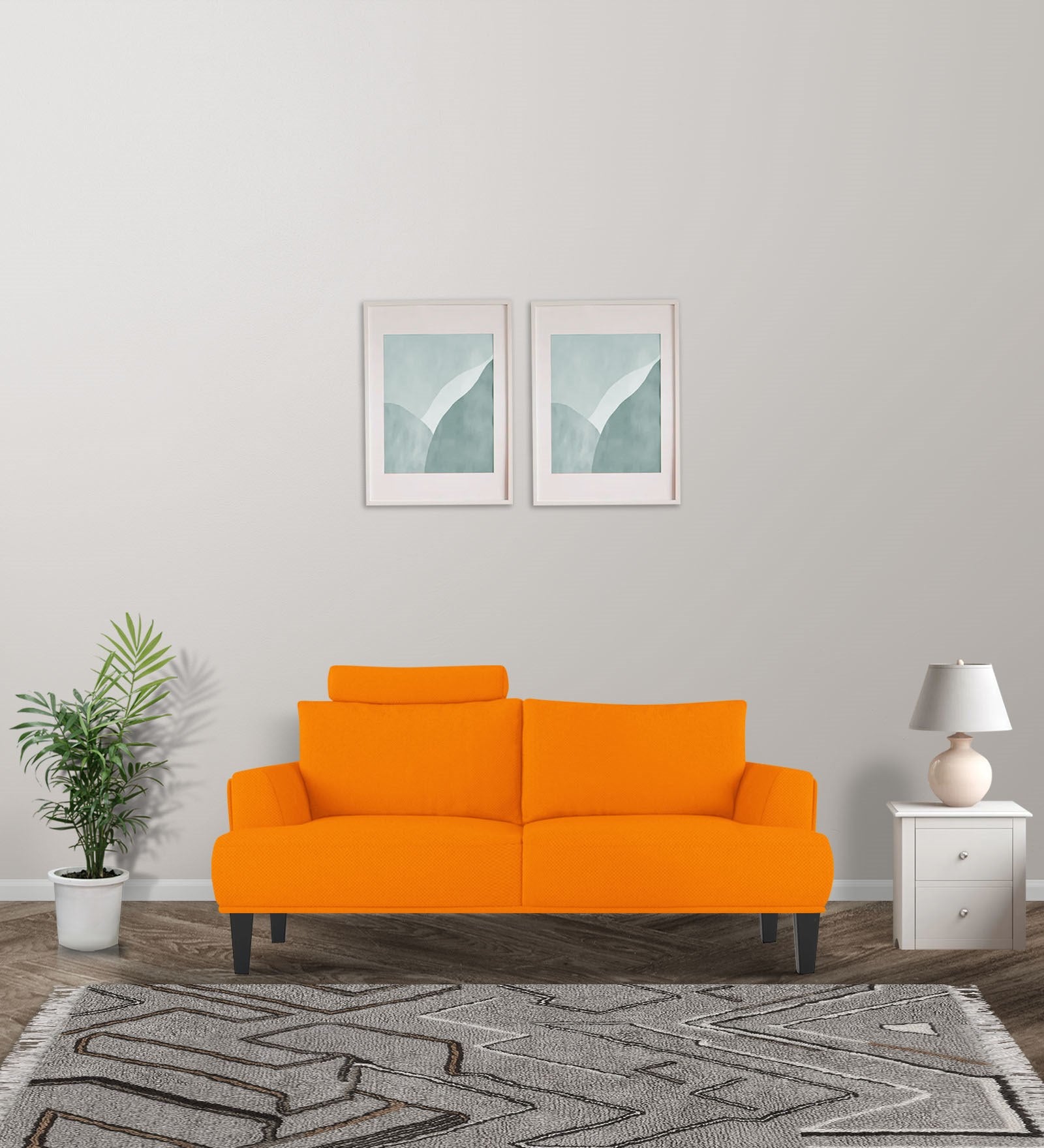 Como Fabric 2 Seater Sofa in Vivid Orange Colour
