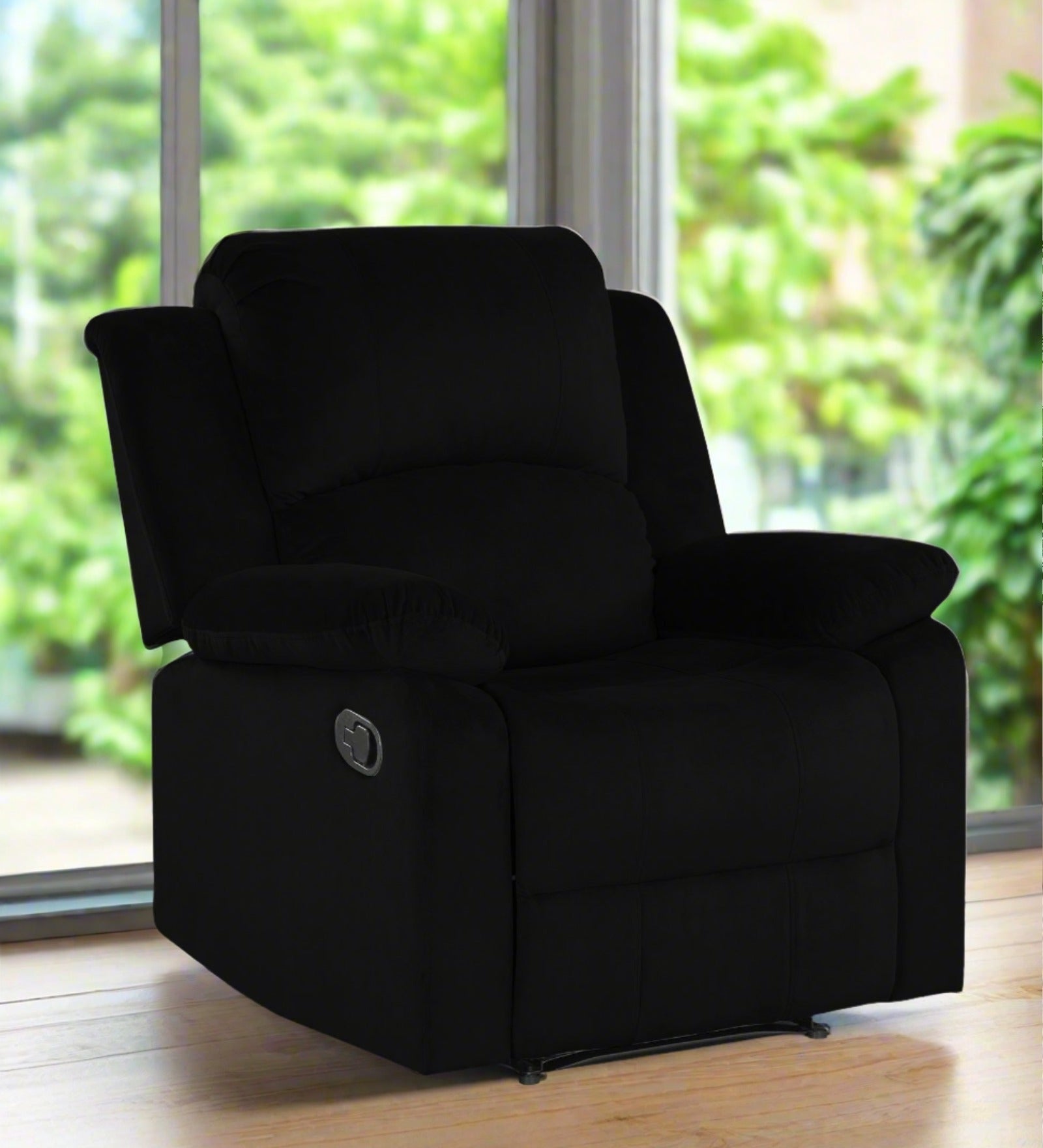 Henry Velvet Manual 1 Seater Recliner In Adam Black Colour