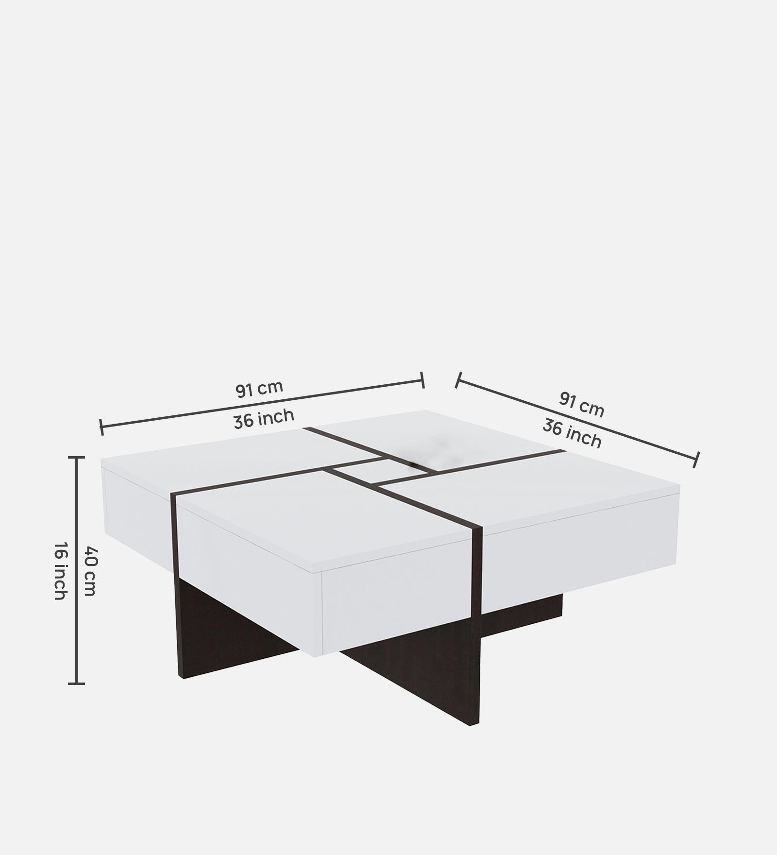 Tammy Centre Table In Dark Wallnut & Frosty White Finish