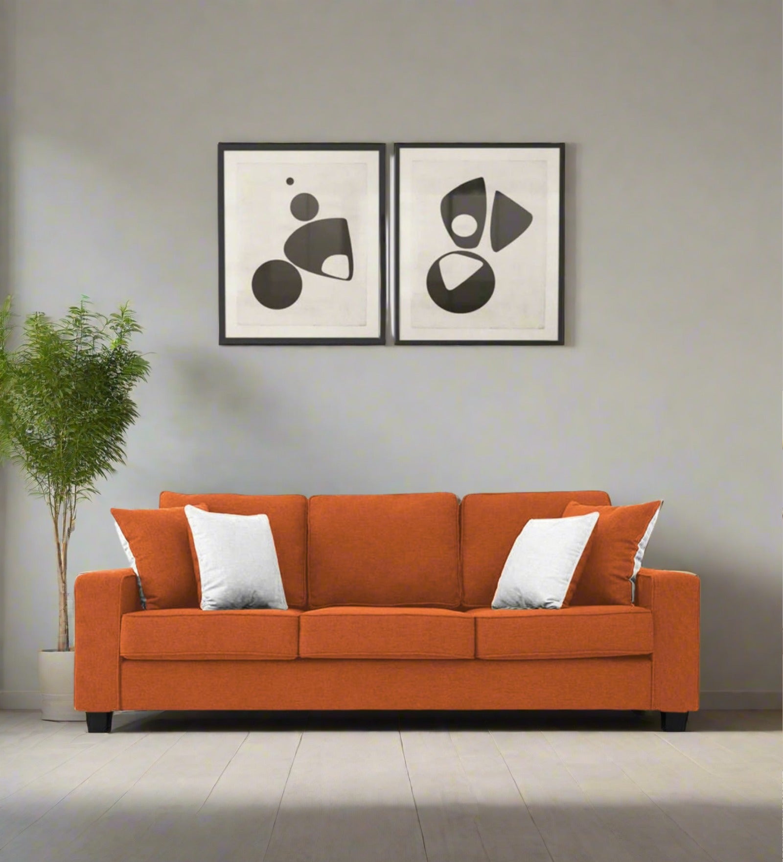 Ladybug Fabric 3 Seater Sofa In Vivid Orange Colour