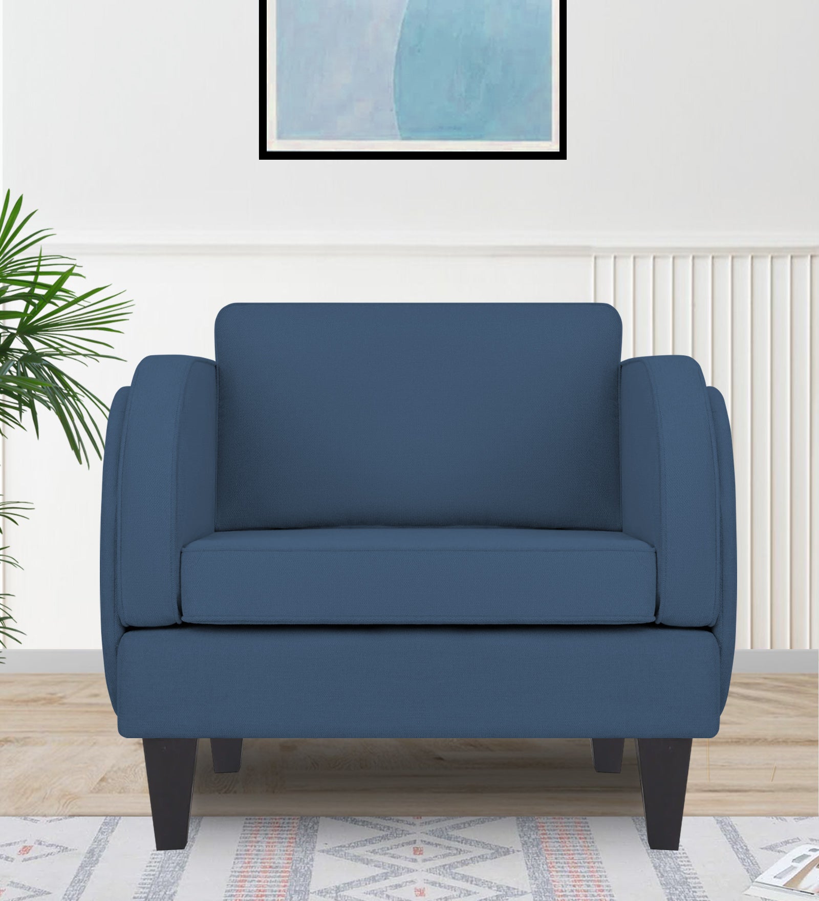Siddy Fabric 1 Seater Sofa in Light Blue Colour