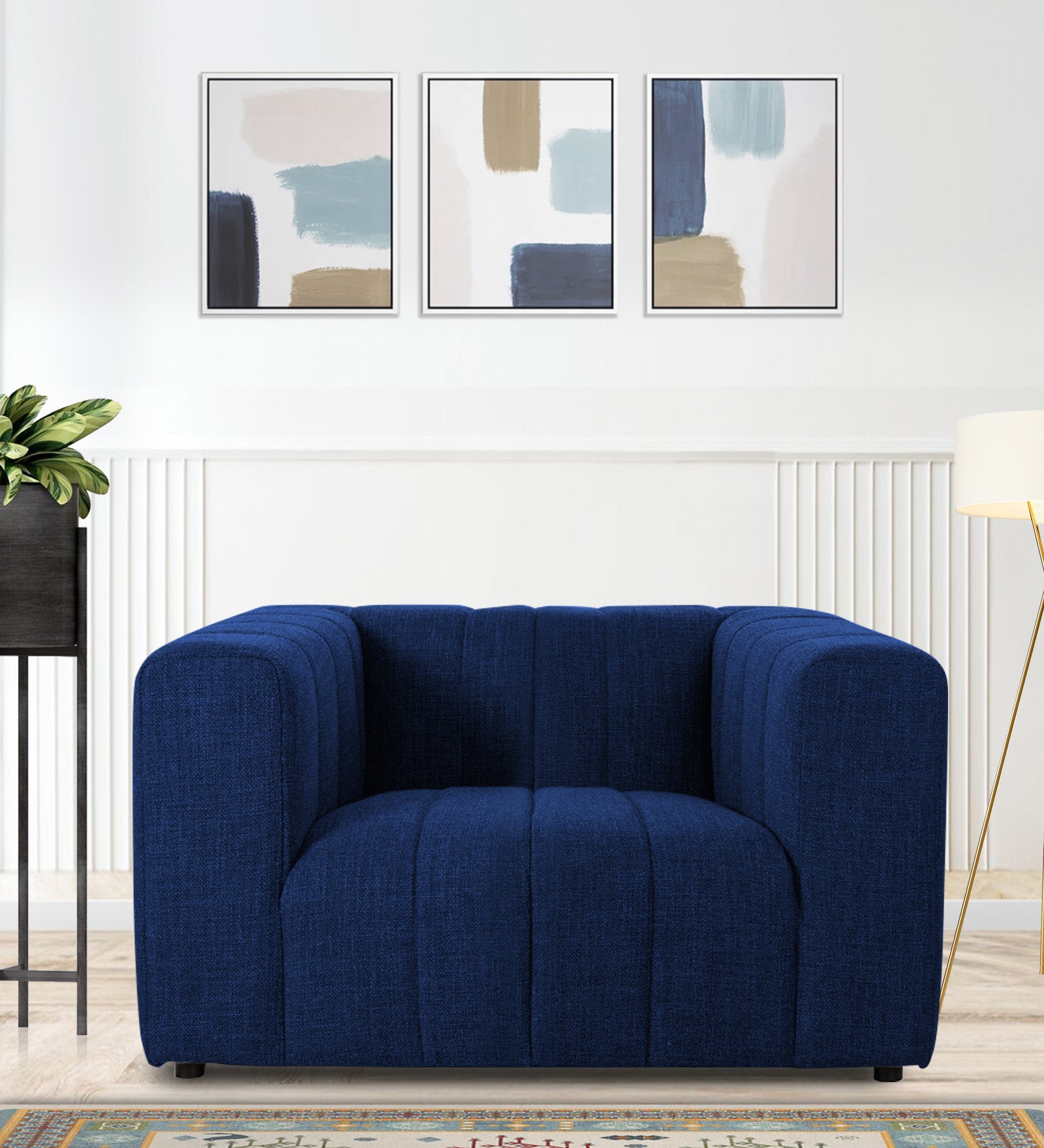 Lara Fabric 1 Seater Sofa in Royal Blue Colour