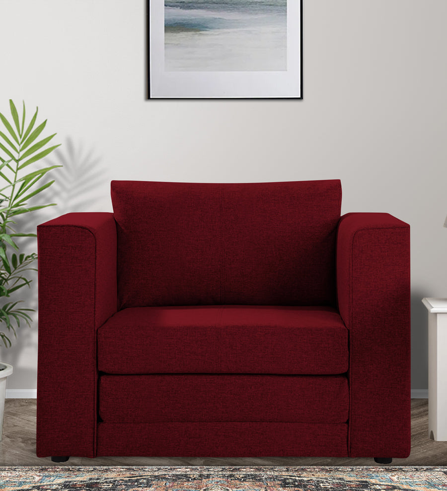Kenia  1 Seater Foldable  Cum Bed Fabric Sofa - Ruby Red by Febonic Living