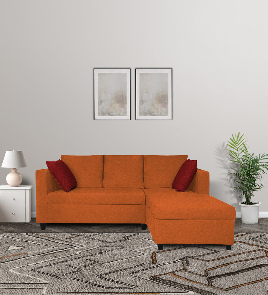 Nebula  LHS  (2+Lounger) Fabric Sectional Sofa - Vivid Orange by Febonic Living