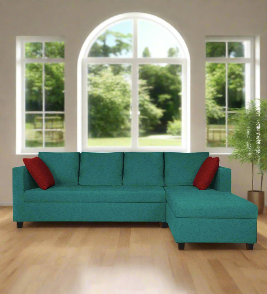 Nebula  LHS  (3+Lounger) Fabric Sectional Sofa - Sea Green by Febonic Living