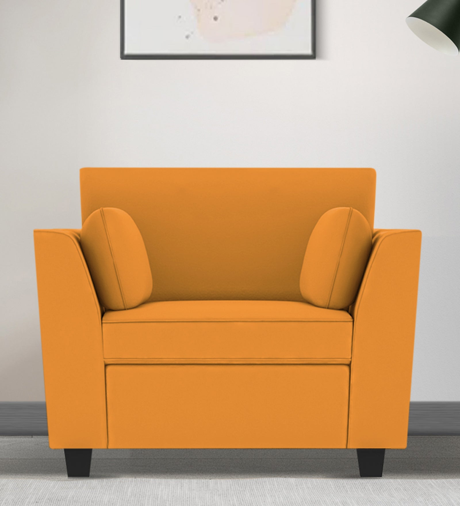 Bristo Velvet 1 Seater Sofa in Tangerine Orange Colour