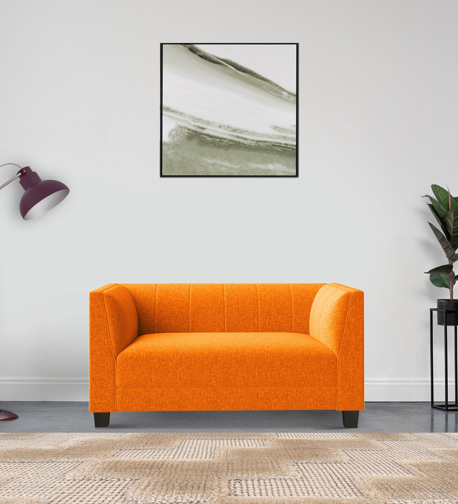 Chastin Fabric 2 Seater Sofa in Vivid Orange Colour