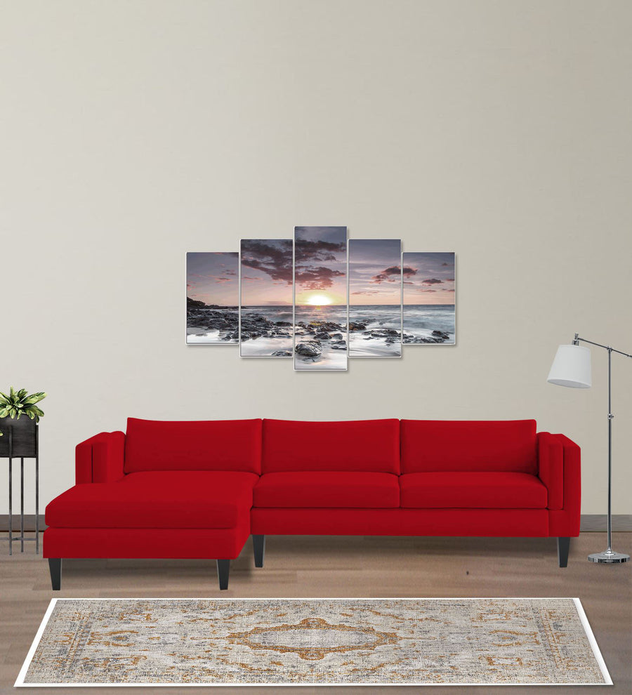 Jasper  RHS  (3+Lounger) Velvet Sectional Sofa - Berry Maroon by Febonic Living