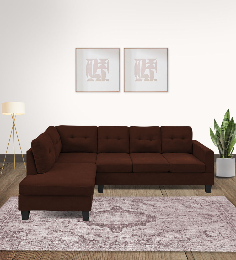 Thomas  RHS  (3+Lounger) Fabric Sectional Sofa - Coffee Brown by Febonic Living