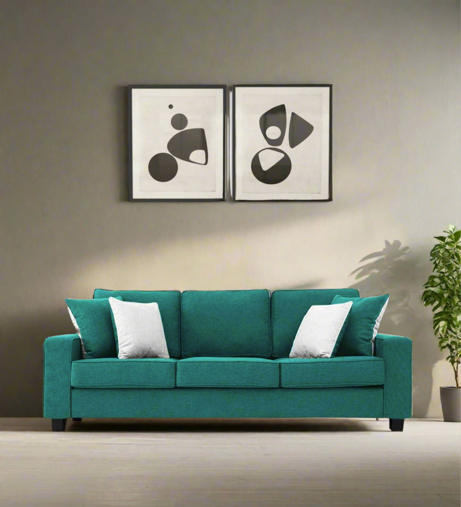 Ladybug 3 Seater Fabric Sofa - Sea Green by Febonic Living