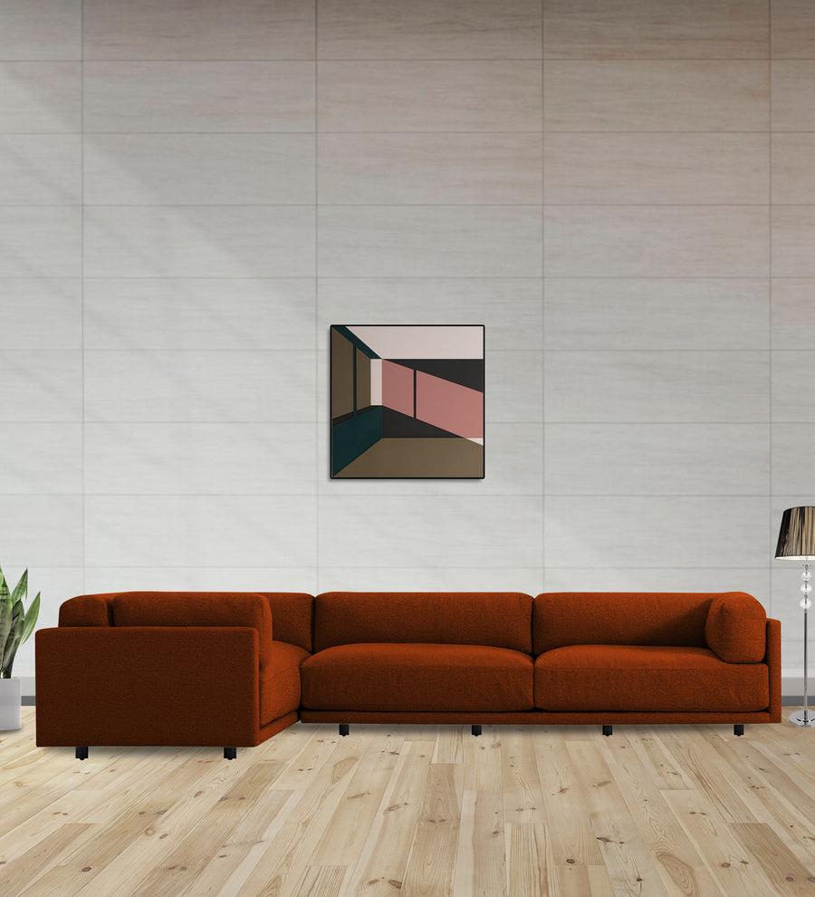 Nixon  6 Seater RHS Corner Fabric Sofa - Burnt Orange by Febonic Living