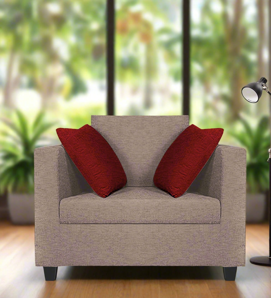 Nuska  1 Seater Fabric Sofa - Kadhi Beige by Febonic Living