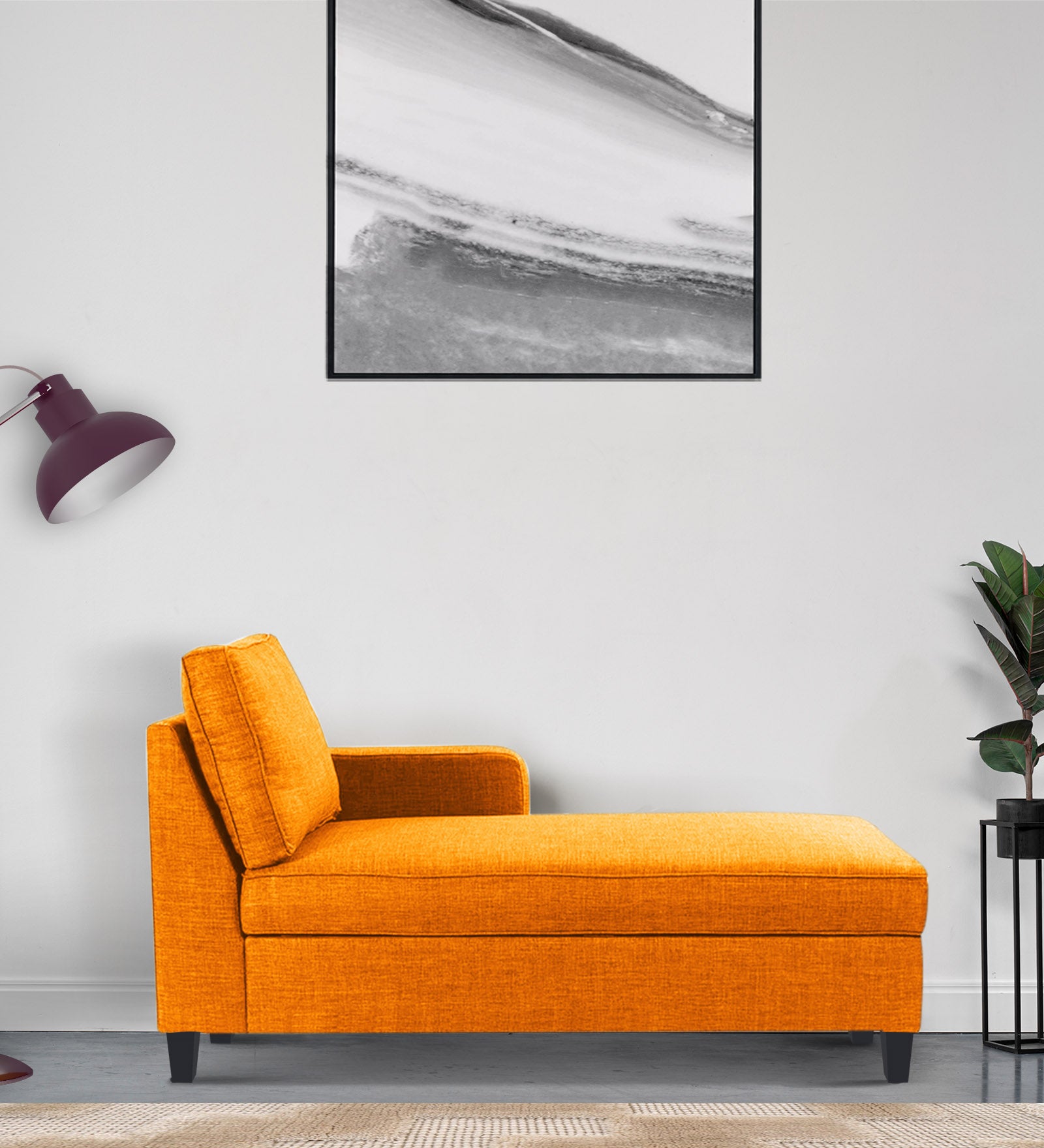 Harry Fabric RHS Chaise Lounger in Vivid Orange Colour