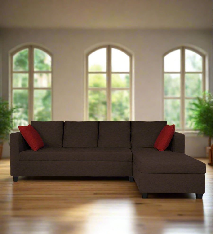 Nebula  LHS  (3+Lounger) Fabric Sectional Sofa - Coffee Brown by Febonic Living