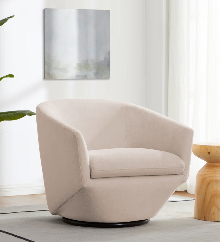 Haddie  Swivel Velvet Chair - Camel Beige by Febonic Living