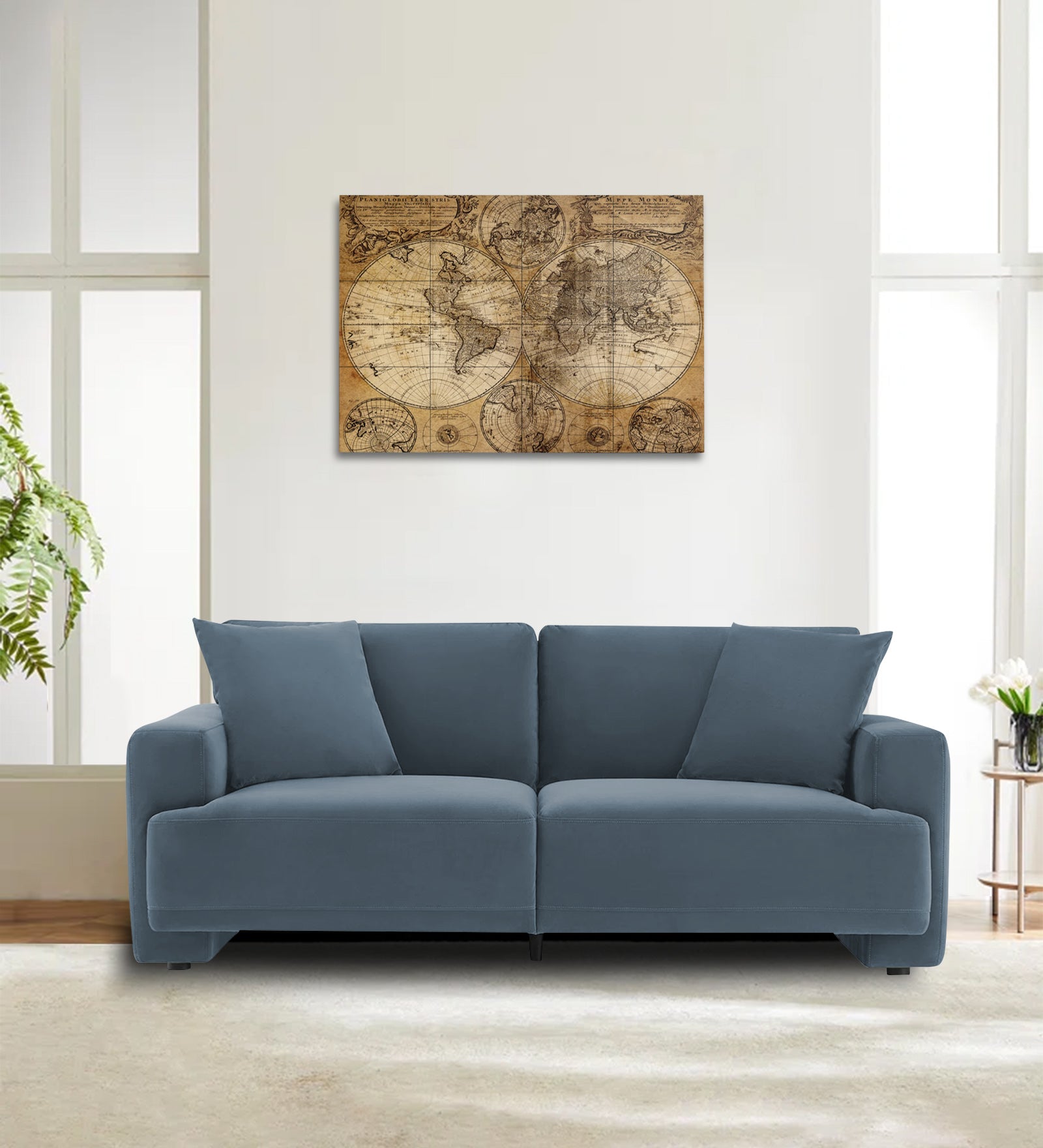 Kosta Velvet 2 Seater Sofa in Oxford Blue Colour