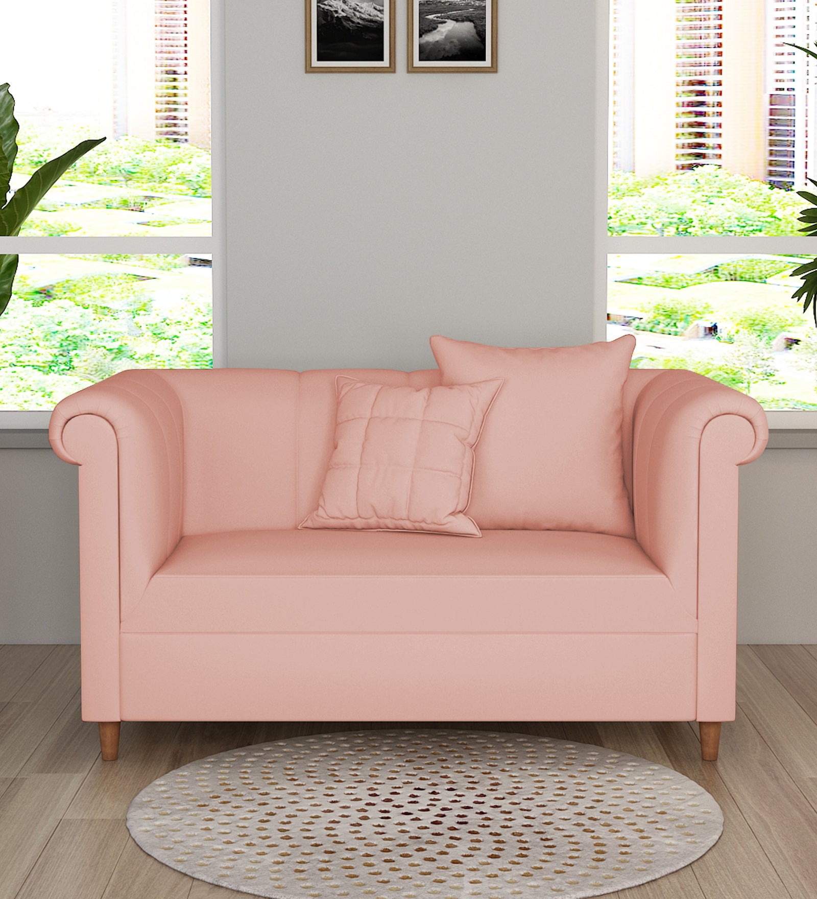 Rubi Velvet 2 Seater Sofa in Blush Pink Colour