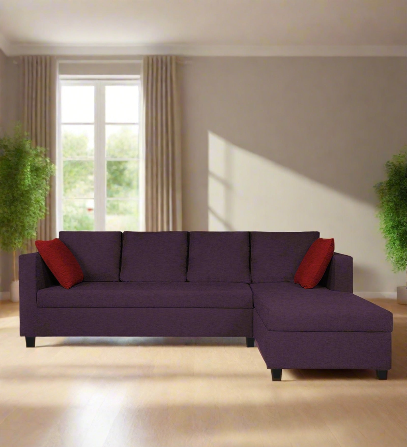 Nebula Fabric LHS Sectional Sofa (3+Lounger) in Greek Purple Colour