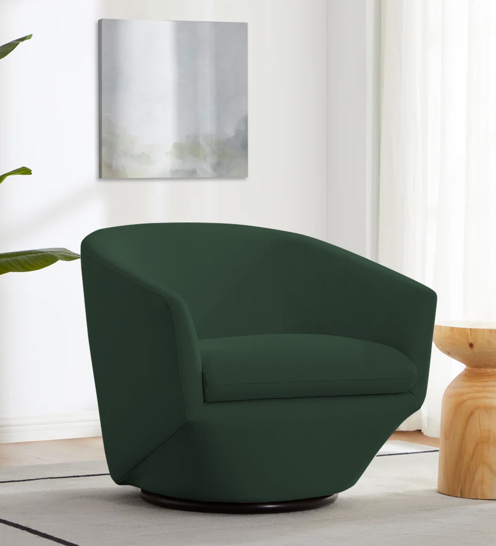 Haddie Velvet Swivel Chair in Amazon Green Colour