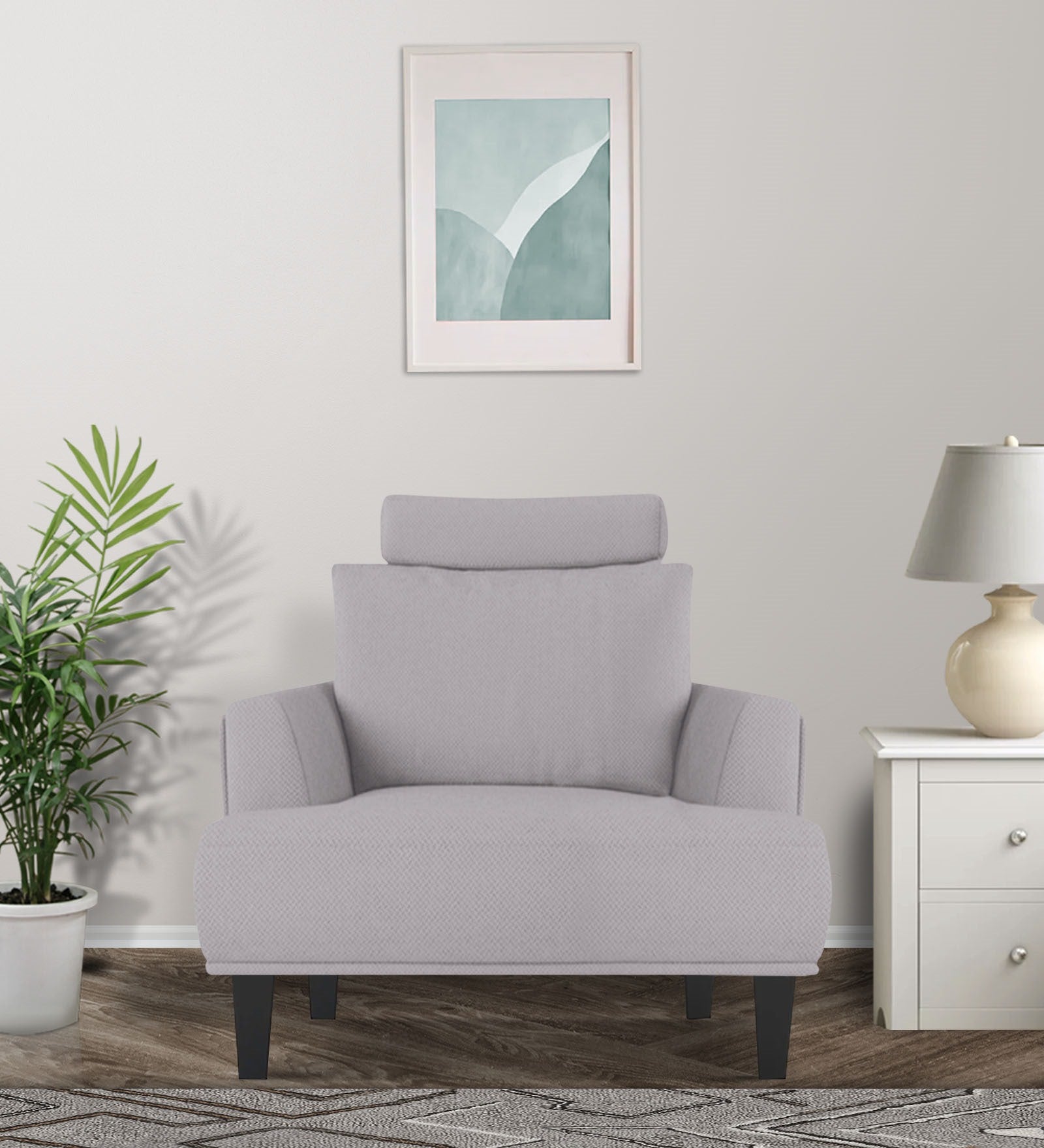 Como Fabric 1 Seater Sofa in Lit Grey Colour
