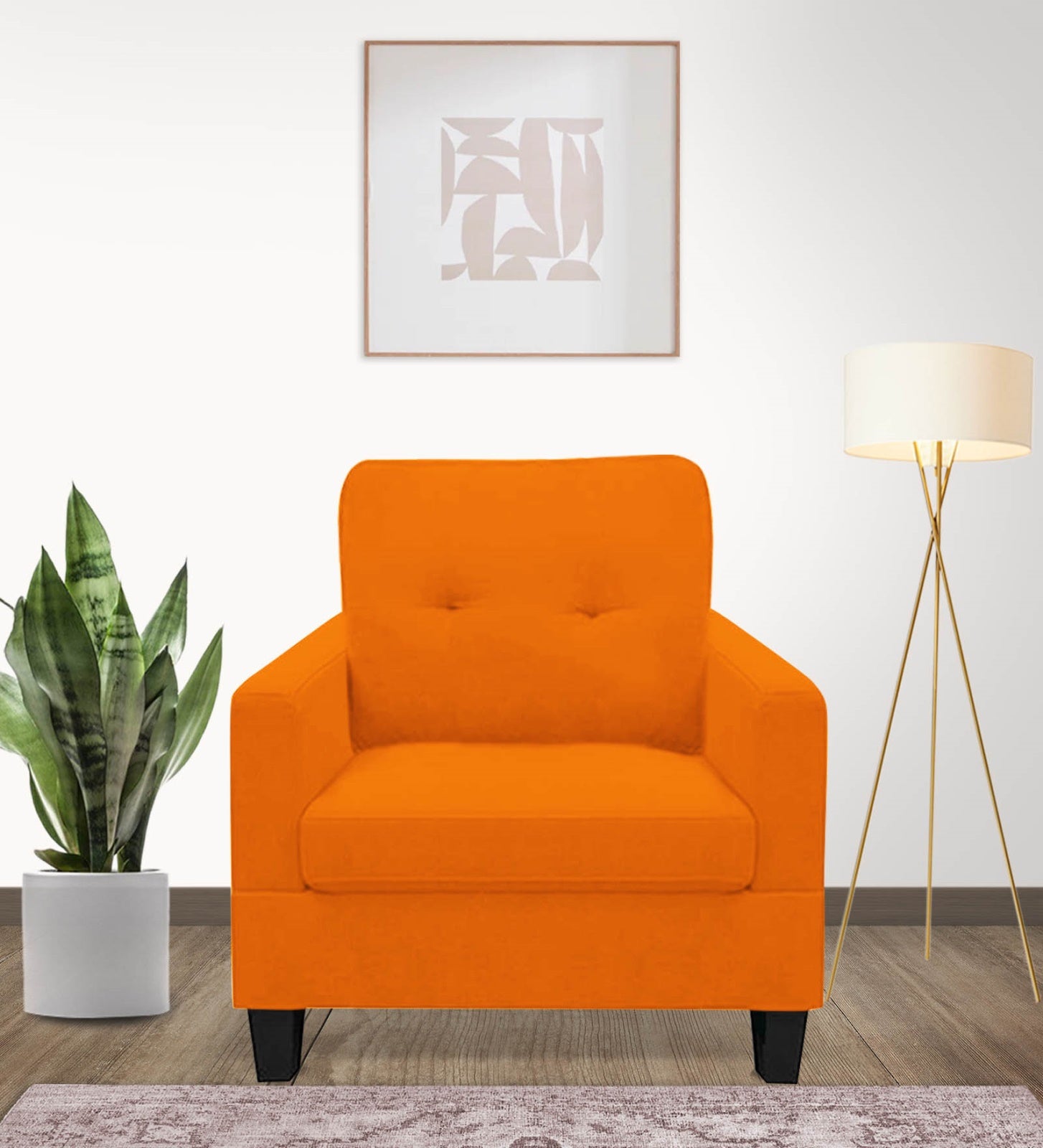 Thomas Fabric 1 Seater Sofa in Vivid Orange Colour